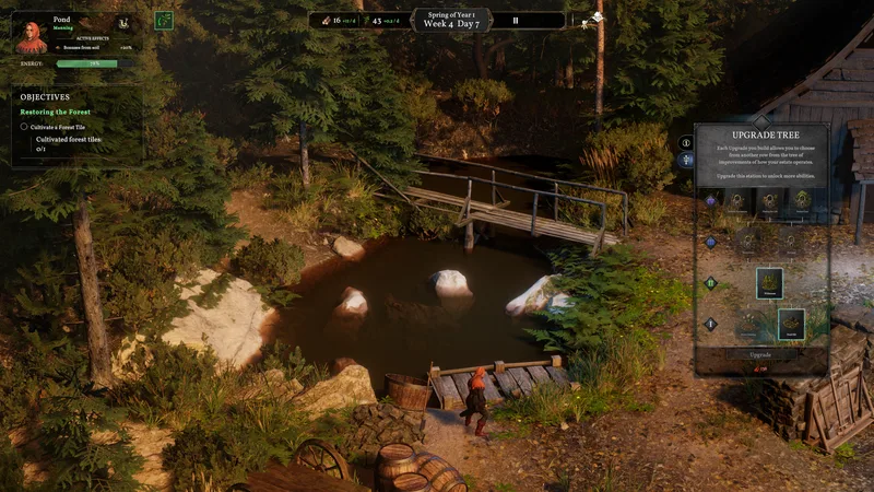 Pond and Upgrades — Forester gameplay